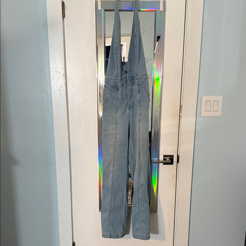 We The Free Light Blue Denim Jumpsuit